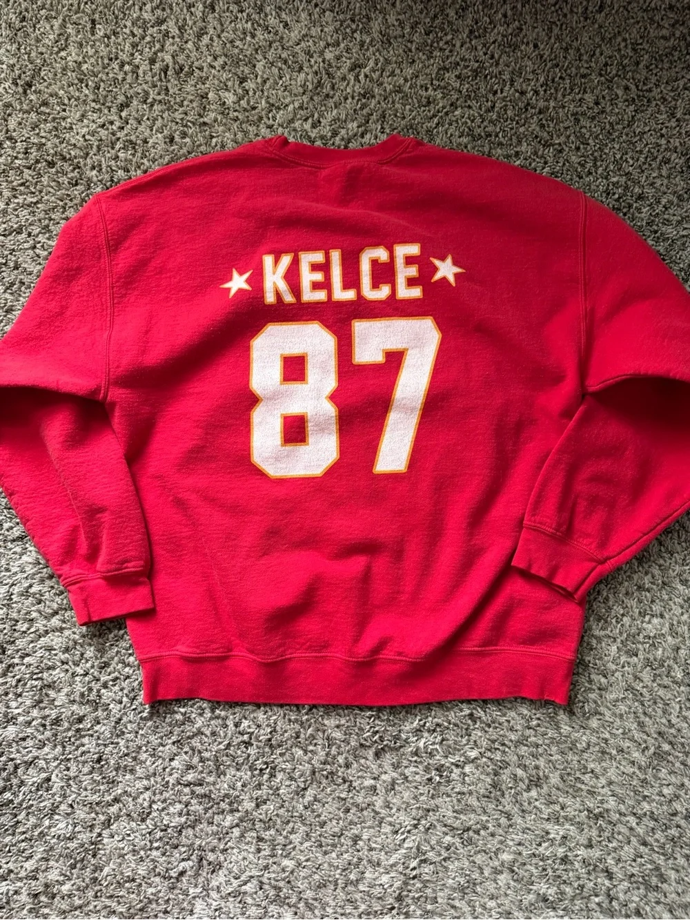 Go Taylor's Boyfriend Kelce 87 Crewneck Sweatshirt Red XL Chiefs Kingdom